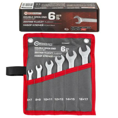 Zestaw 6 kluczy płaskich klucze płaskie 6-17mm CR-V pokrowiec FK-5062P