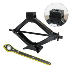 Podnośnik trapezowy z gumą ochronną 1,5 t z kluczem grzechotką 110 - 400 mm