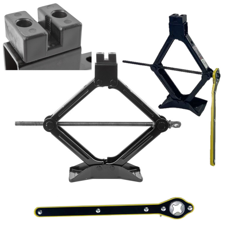 PODNOŚNIK SAMOCHODOWY Z GUMĄ LEWAREK TRAPEZOWY 2T + KLUCZ GRZECHOTKA