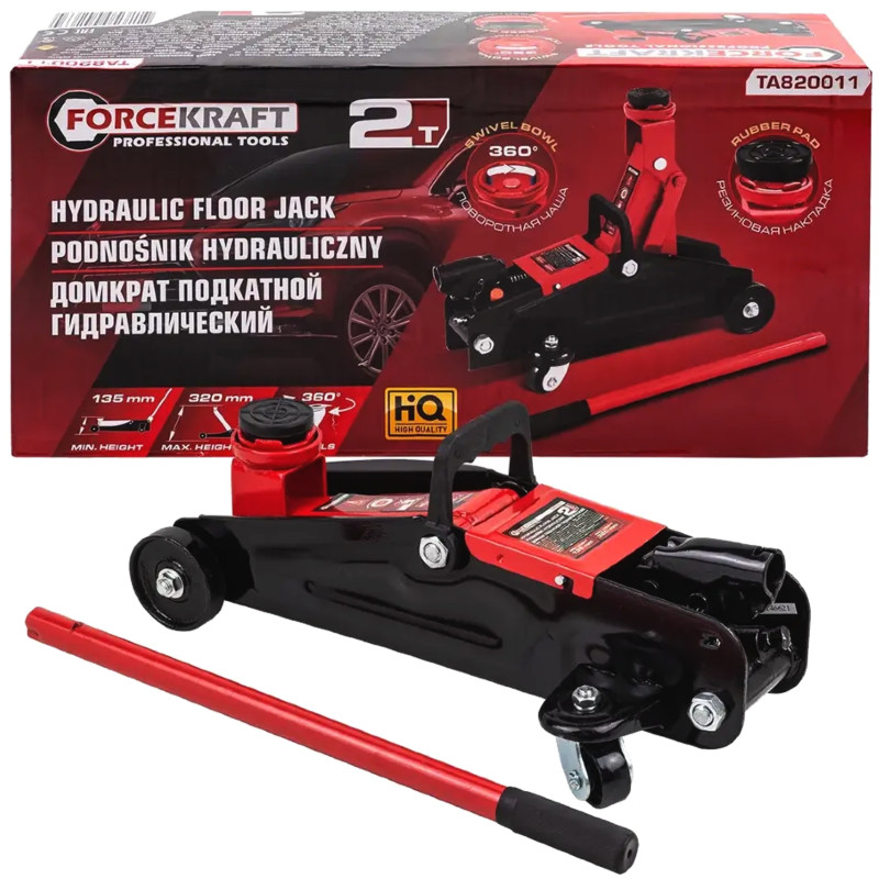 Podnośnik Samochodowy hydrauliczny 135-310mm 2 tony Żaba Lewarek Forcekraft