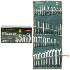 Zestaw kluczy płasko-oczkowych 47el. 6-32 mm na płachcie CrV Rockforce