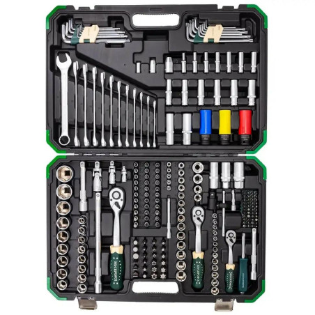 Zestaw narzędzi 222 el 1/4" 3/8" 1/2" 6 i 12-kąt 4-32mm w Walizce Rockforce