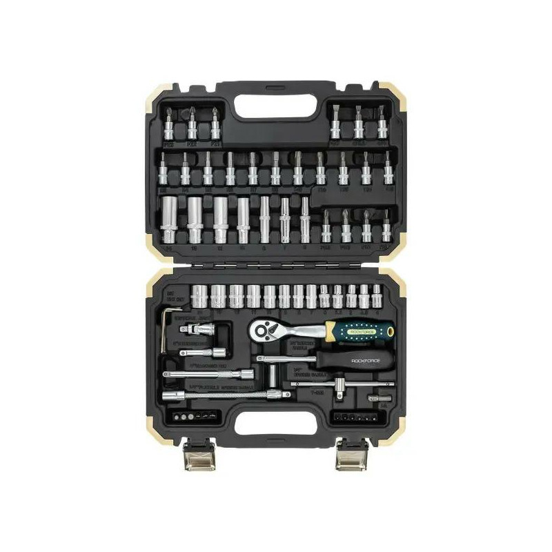 Zestaw narzędzi 1/4" 66el. 6-kąt 4-14 mm Grzechotka nasadki bity Rockforce