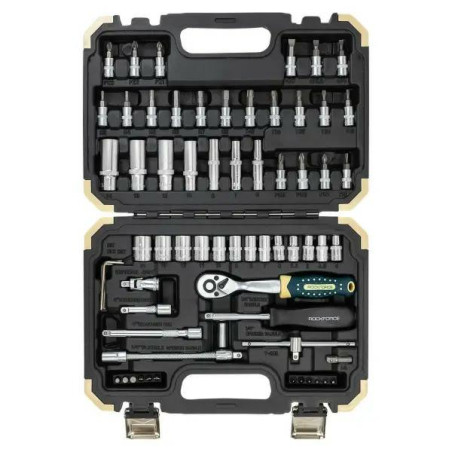 Zestaw narzędzi 1/4" 66el. 6-kąt 4-14 mm Grzechotka nasadki bity Rockforce