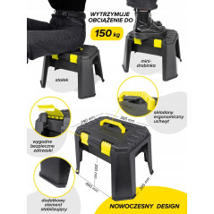 Skrzynka narzędziowa siedzisko stołek 150kg