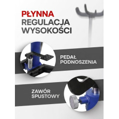 Podnośnik skrzyni biegów do 500 kg 1100-2000 mm z pedałem 4 kółka Forsage