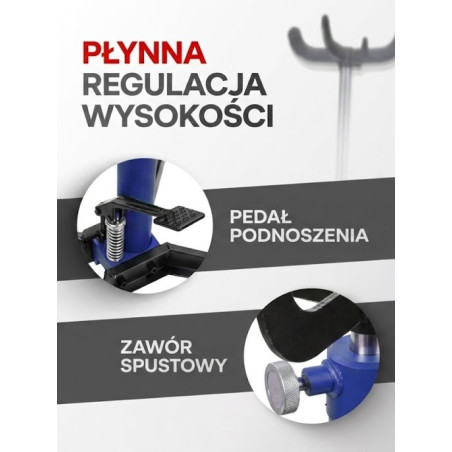 Podnośnik skrzyni biegów do 500 kg 1100-2000 mm z pedałem 4 kółka Forsage