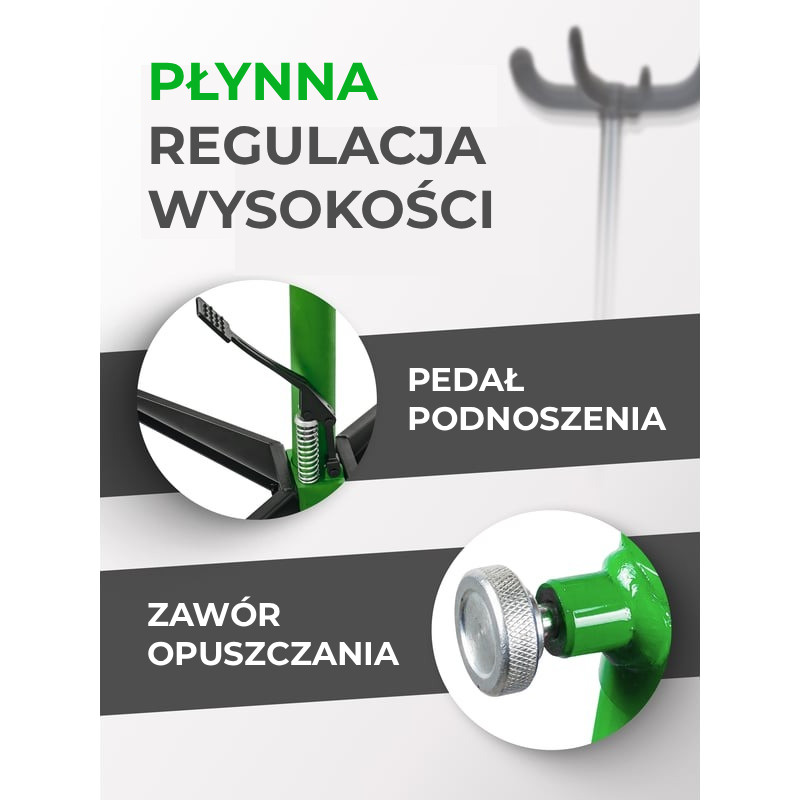 Podnośnik skrzyni biegów do 500 kg 1100-2000 mm z pedałem 4 kółka Rockforce