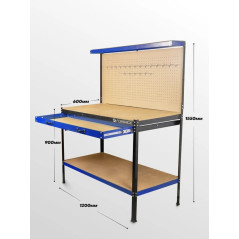 Stół roboczy warsztatowy narzędziowy 120 cm z szufladą ścianką Forsage