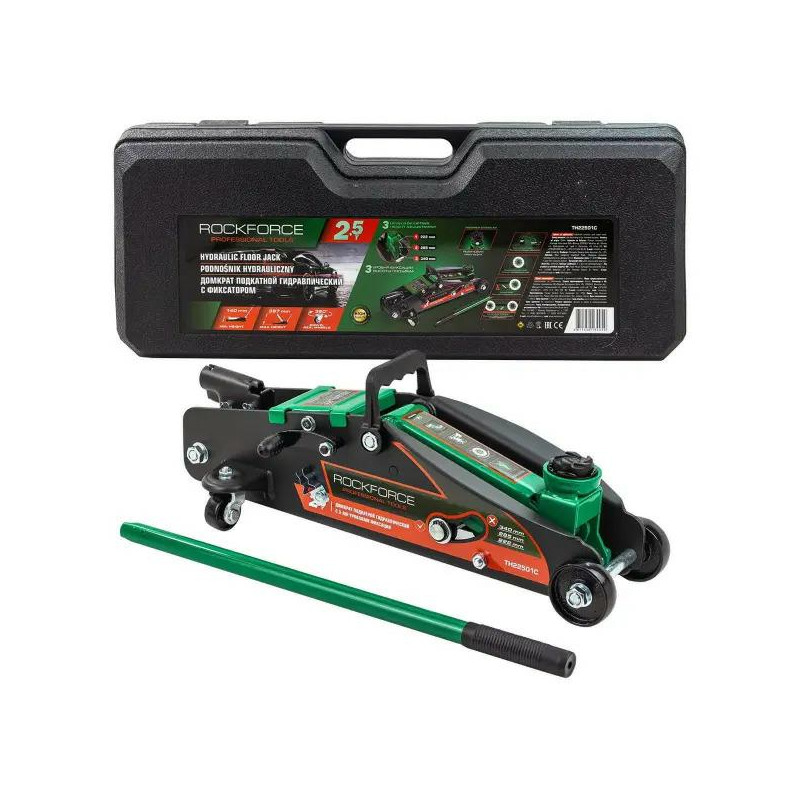 Podnośnik samochodowy hydrauliczny 2,5T 140-387 mm punktowy Żaba Rockforce Podnośnik samochodowy hydrauliczny 2,5T 140-387 mm punktowy Żaba Rockforce