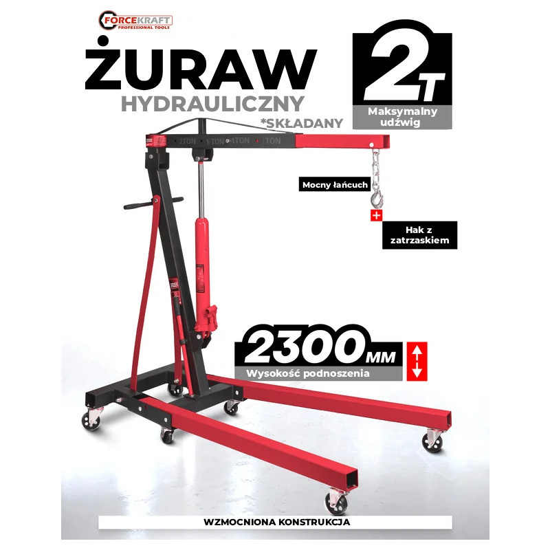 Żuraw warsztatowy hydrauliczny 2T składany podnosi do 230 cm Forcekraft