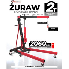 Żuraw warsztatowy hydrauliczny 2T składany podnosi do 206 cm Forcekraft