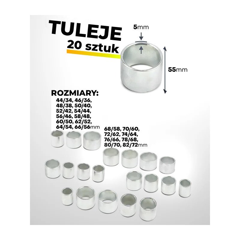 Ściągacze do łożysk tulei wahacza 28el. 34-90mm (M10-M16) 350 mm Forcekraft