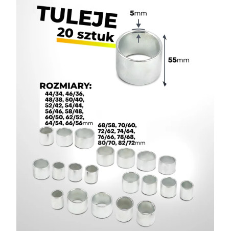 Ściągacze do łożysk tulei wahacza 28el. 34-90mm (M10-M16) 350 mm Forcekraft