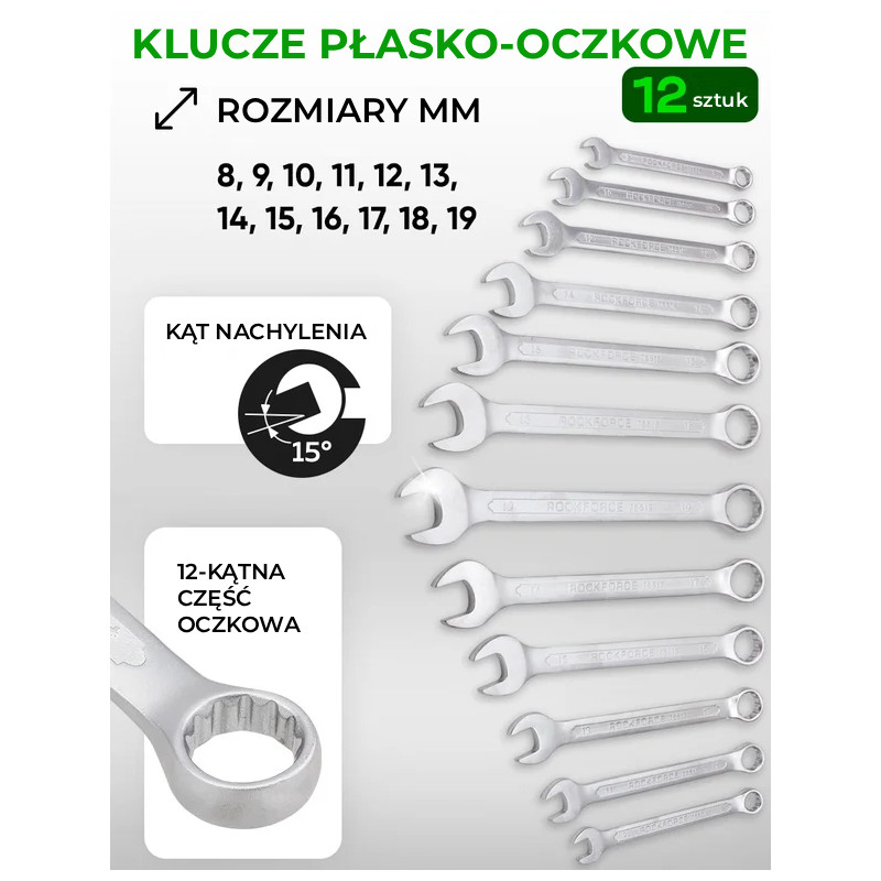 Zestaw narzędzi 222 el 1/4" 3/8" 1/2" 6 i 12-kąt 4-32mm w Walizce Rockforce