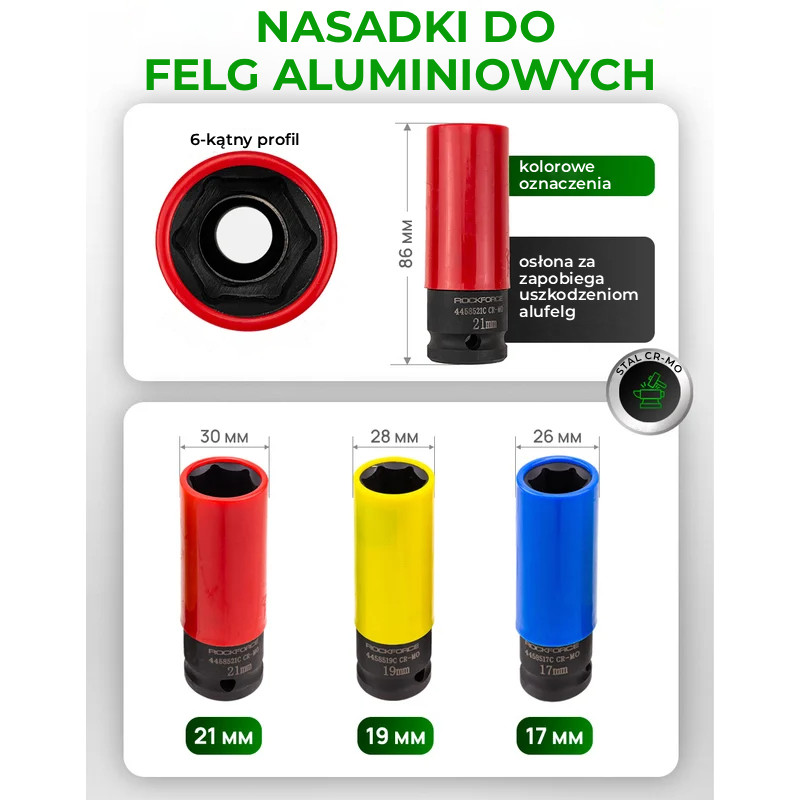 Zestaw narzędzi 222 el 1/4" 3/8" 1/2" 6 i 12-kąt 4-32mm w Walizce Rockforce