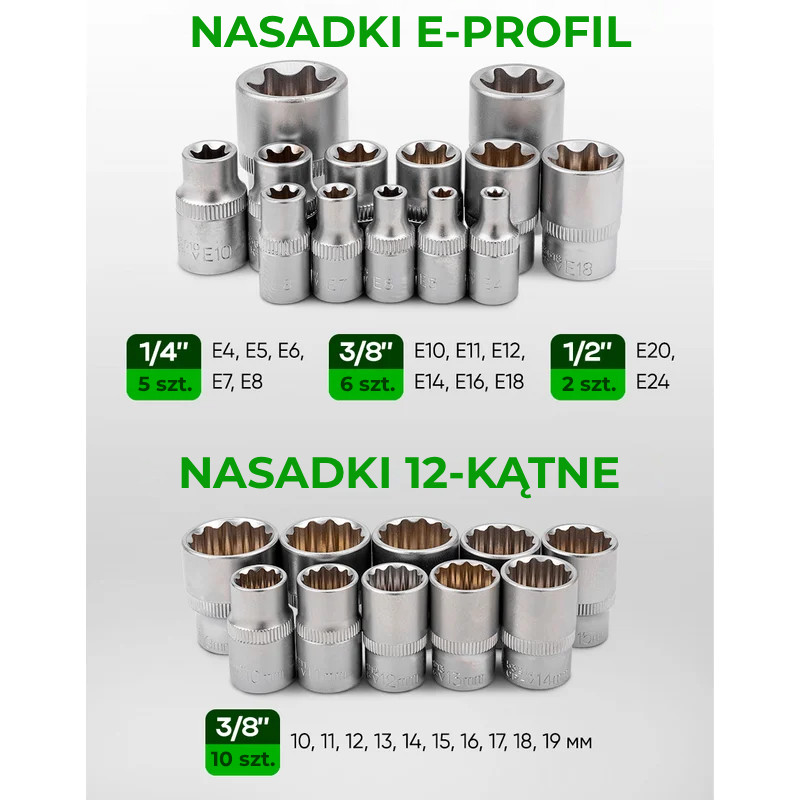Zestaw narzędzi 222 el 1/4" 3/8" 1/2" 6 i 12-kąt 4-32mm w Walizce Rockforce
