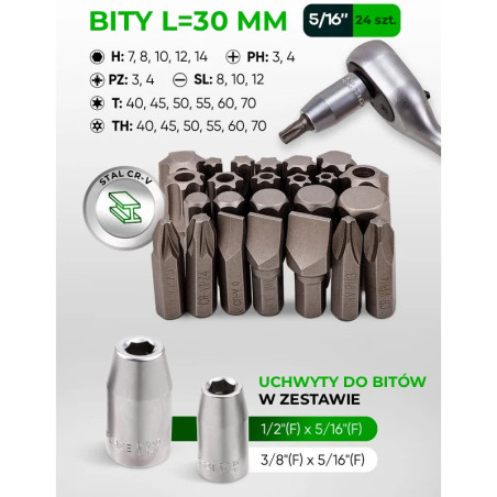 Zestaw narzędzi 222 el 1/4" 3/8" 1/2" 6 i 12-kąt 4-32mm w Walizce Rockforce