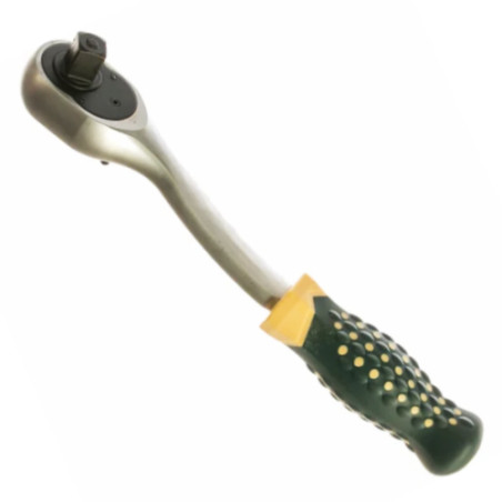 Grzechotka wzmocniona wygięta 1/2" 250mm 72 zęby gumowa rękojeść Rockforce