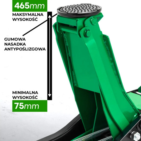 Podnośnik hydrauliczny 3T niskoprofilowy punktowy Żaba 75-465 mm z pedałem Rockforce