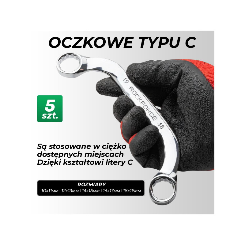 Zestaw kluczy płasko-oczkowych 47el. 6-32 mm na płachcie CrV Rockforce