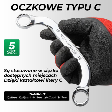Zestaw kluczy płasko-oczkowych 47el. 6-32 mm na płachcie CrV Rockforce