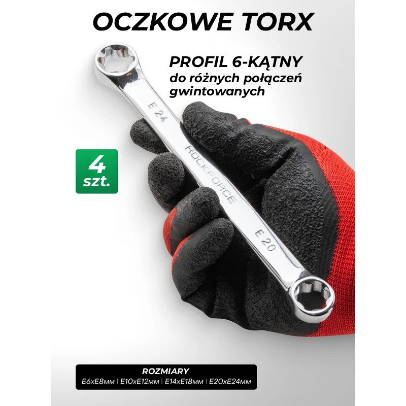 Zestaw kluczy płasko-oczkowych 47el. 6-32 mm na płachcie CrV Rockforce