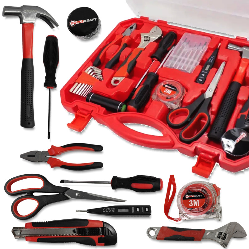 Zestaw narzędziowy 26 el. kombinerki wkrętaki młotek