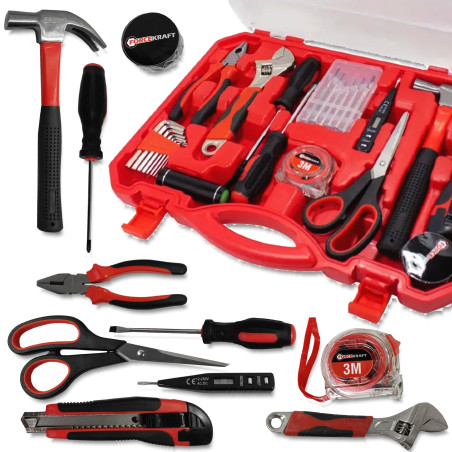 Zestaw narzędziowy 26 el. kombinerki wkrętaki młotek