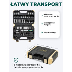 Zestaw narzędzi 1/4" 66el. 6-kąt 4-14 mm Grzechotka nasadki bity Rockforce