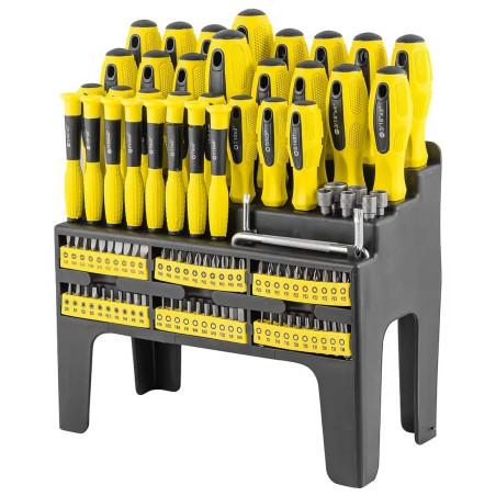 Zestaw Śrubokrętów Wkrętaków Bitów 100 elementów w Stojaku WMC