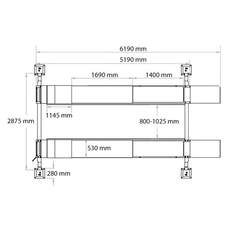 Podnośnik elektrohydrauliczny czterokolumnowy 5T automatyczny z płytami do geometrii Rockforce