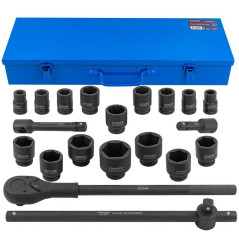 Zestaw nasadek udarowych 3/4" 17-50mm z grzechotką 21 el. 6-kątnych Forsage