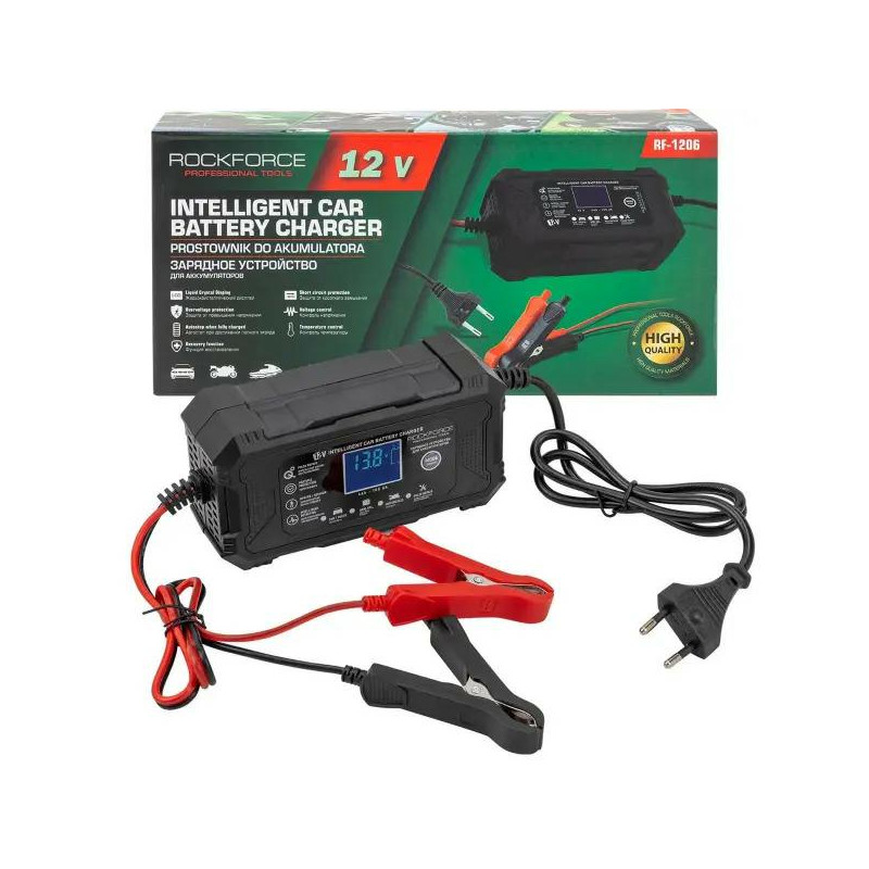 Prostownik samochodowy automatyczny Ładowarka akumulatora 12V 6A Rockforce