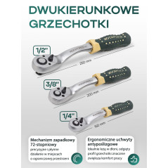 Zestaw 216 narzędzi 1/4" 1/2" 3/8" kluczy nasadek bity walizka Rockforce