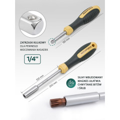 Zestaw 216 narzędzi 1/4" 1/2" 3/8" kluczy nasadek bity walizka Rockforce