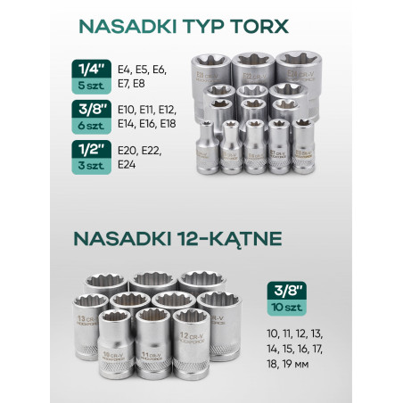 Zestaw 216 narzędzi 1/4" 1/2" 3/8" kluczy nasadek bity walizka Rockforce