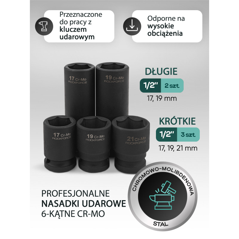 Zestaw 216 narzędzi 1/4" 1/2" 3/8" kluczy nasadek bity walizka Rockforce