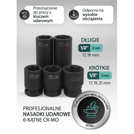 Zestaw 216 narzędzi 1/4" 1/2" 3/8" kluczy nasadek bity walizka Rockforce