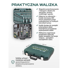 Zestaw 216 narzędzi 1/4" 1/2" 3/8" kluczy nasadek bity walizka Rockforce