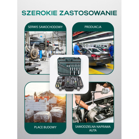Zestaw 216 narzędzi 1/4" 1/2" 3/8" kluczy nasadek bity walizka Rockforce