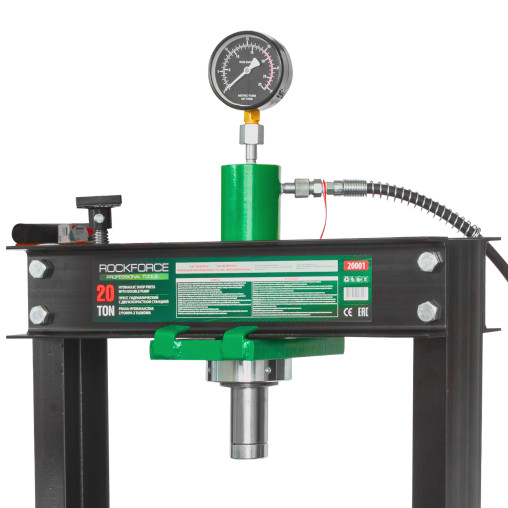 Prasa Hydrauliczna warsztatowa 20T + pryzmy Pompa z manometrem Rockforce