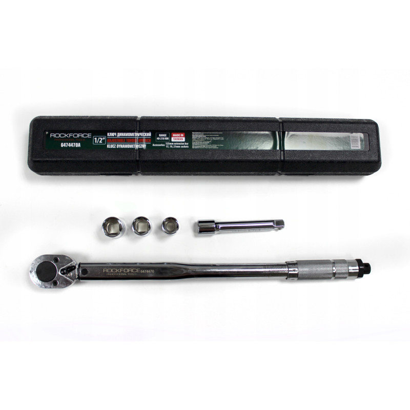 KLUCZ DYNAMOMETRYCZNY 1/2" 40-210Nm +NASADKI ROCKFORCE
