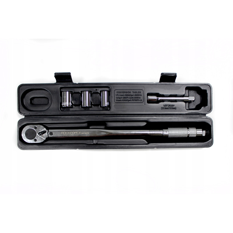 KLUCZ DYNAMOMETRYCZNY 1/2" 40-210Nm +NASADKI ROCKFORCE