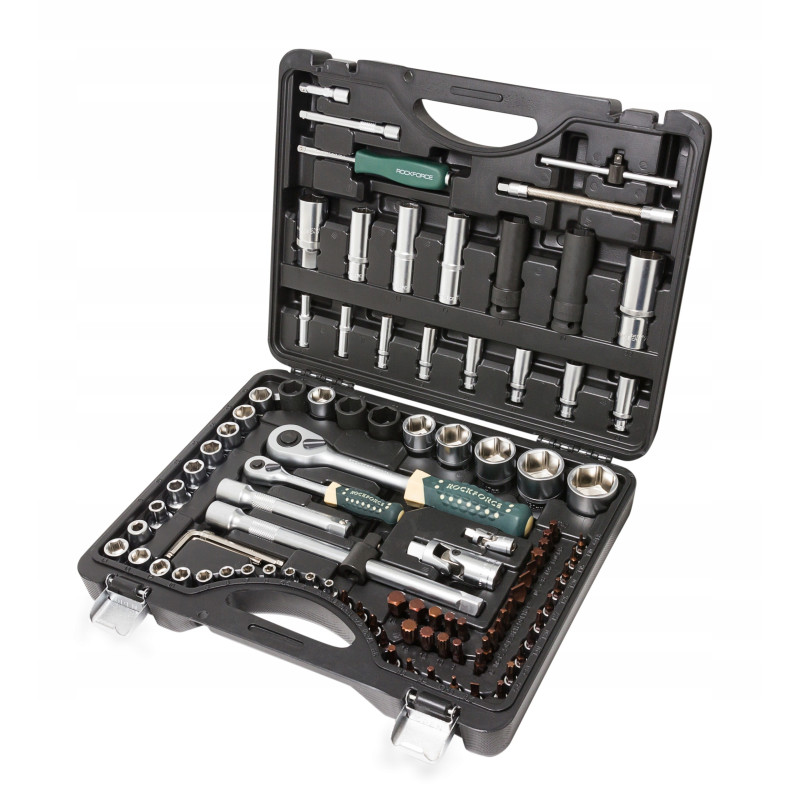Zestaw narzędzi 1/4 1/2" 6-kąt. 94el. nasadki klucze bity Premium Rockforce