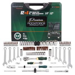 Zestaw narzędzi 1/4 1/2" 6-kąt. 88el. nasadki klucze bity Premium Rockforce