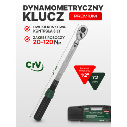 Klucz dynamometryczny 1/2" 20-120 Nm Dwustronny z blokadą CRV Rockforce