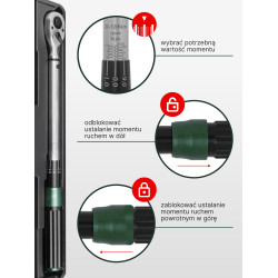 Klucz dynamometryczny 1/2" 20-120 Nm Dwustronny z blokadą CRV Rockforce