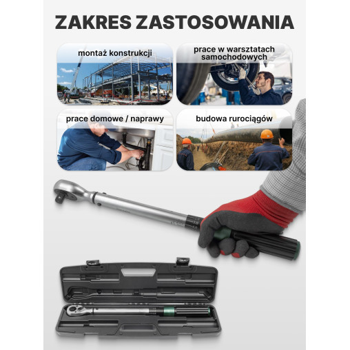 Klucz dynamometryczny 1/2" 20-120 Nm Dwustronny z blokadą CRV Rockforce