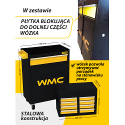 WMC Szafka NARZĘDZIOWA wózek warsztatowy KÓŁKA DUŻA szafa z WYPOSAŻENIEM